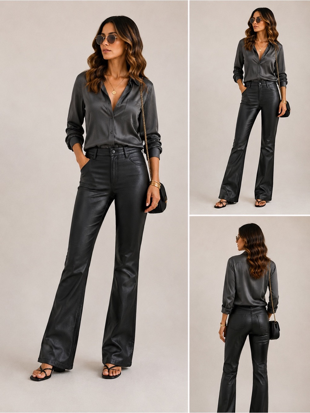 Joe's Jeans Black Faux Leather Wide-Leg Trousers